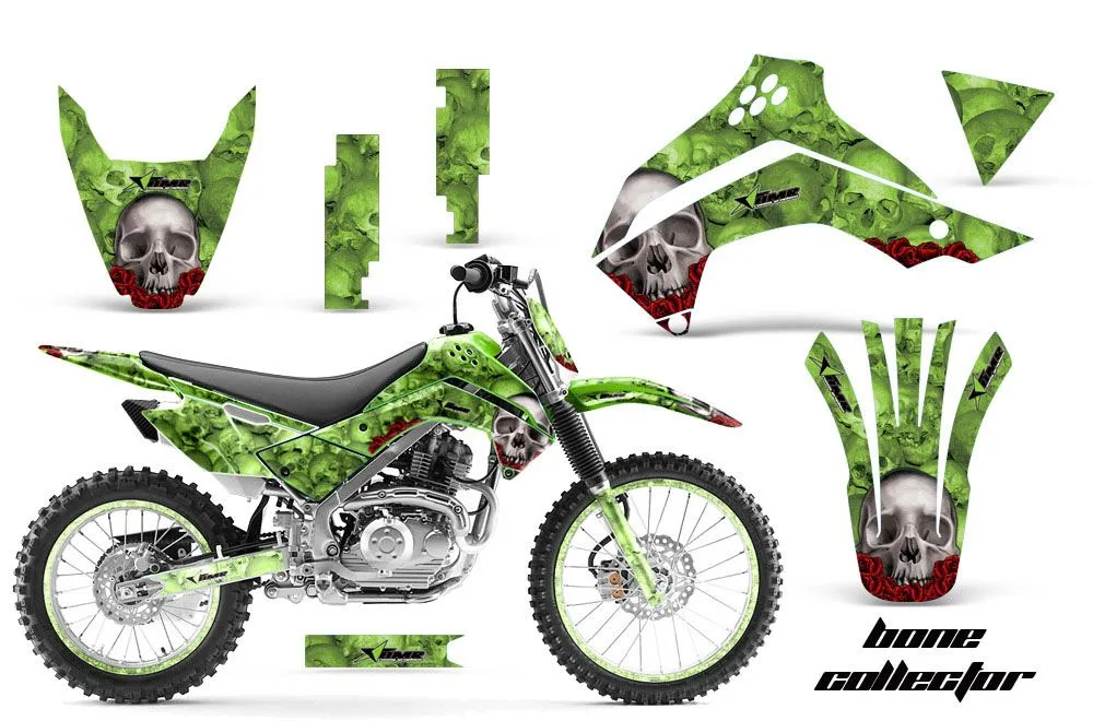 Kawasaki KLX140 Dirt Bike Graphic Kit - 2008-2019 Bone Collector Green