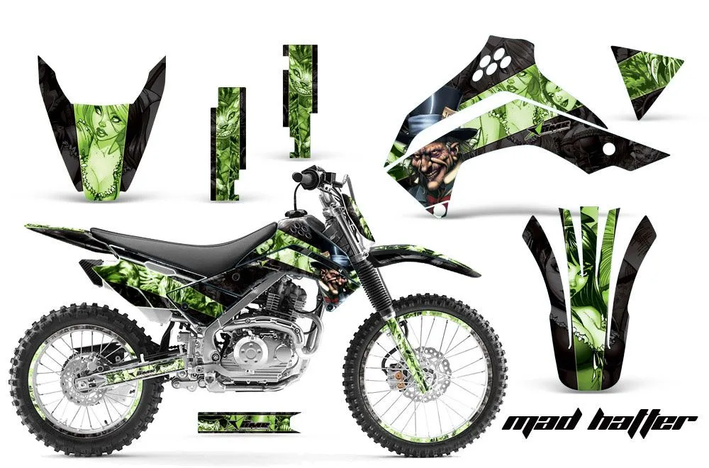 Kawasaki KLX140 Dirt Bike Graphic Kit - 2008-2019 Mad Hatter Green