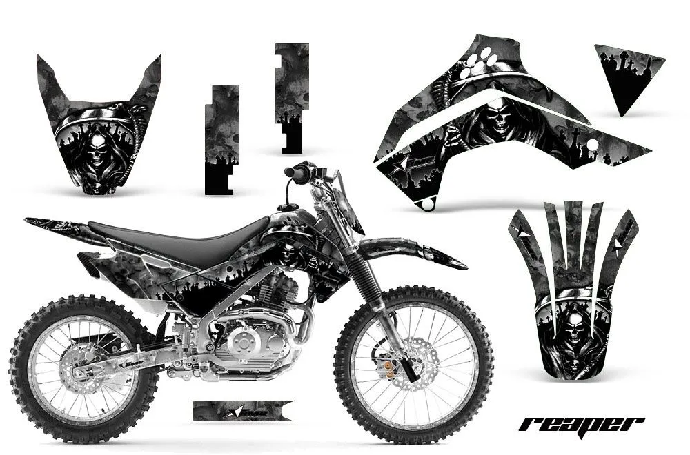 Kawasaki KLX140 Dirt Bike Graphic Kit - 2008-2019 Reaper Black