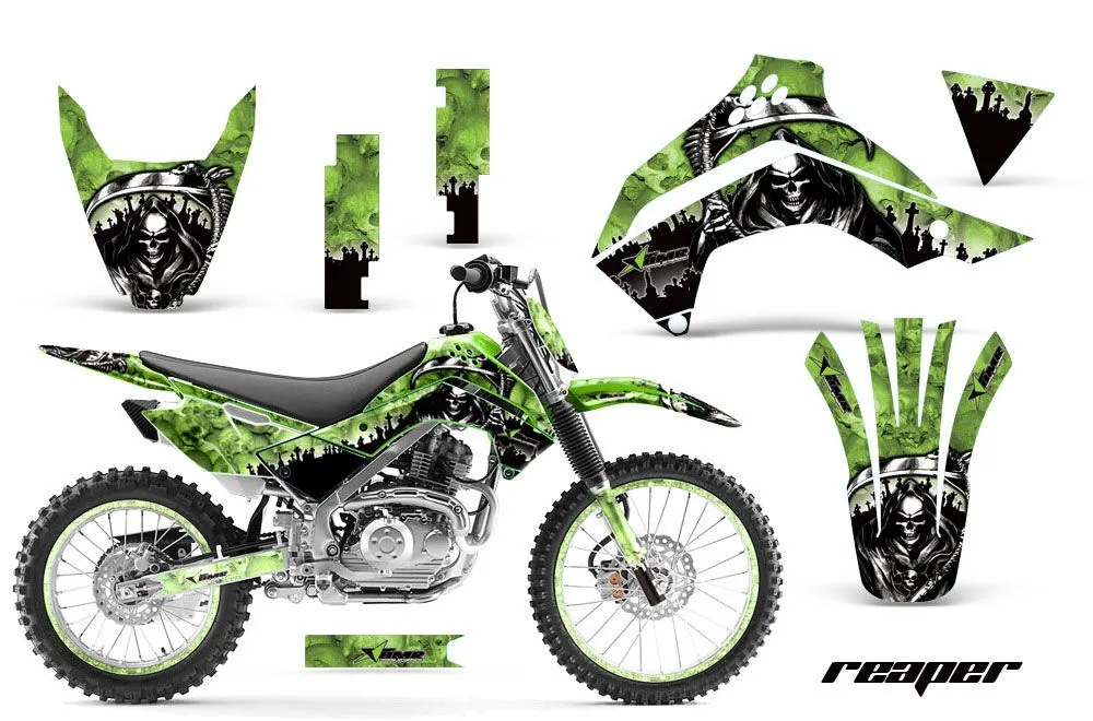 Kawasaki KLX140 Dirt Bike Graphic Kit - 2008-2019 Reaper Green