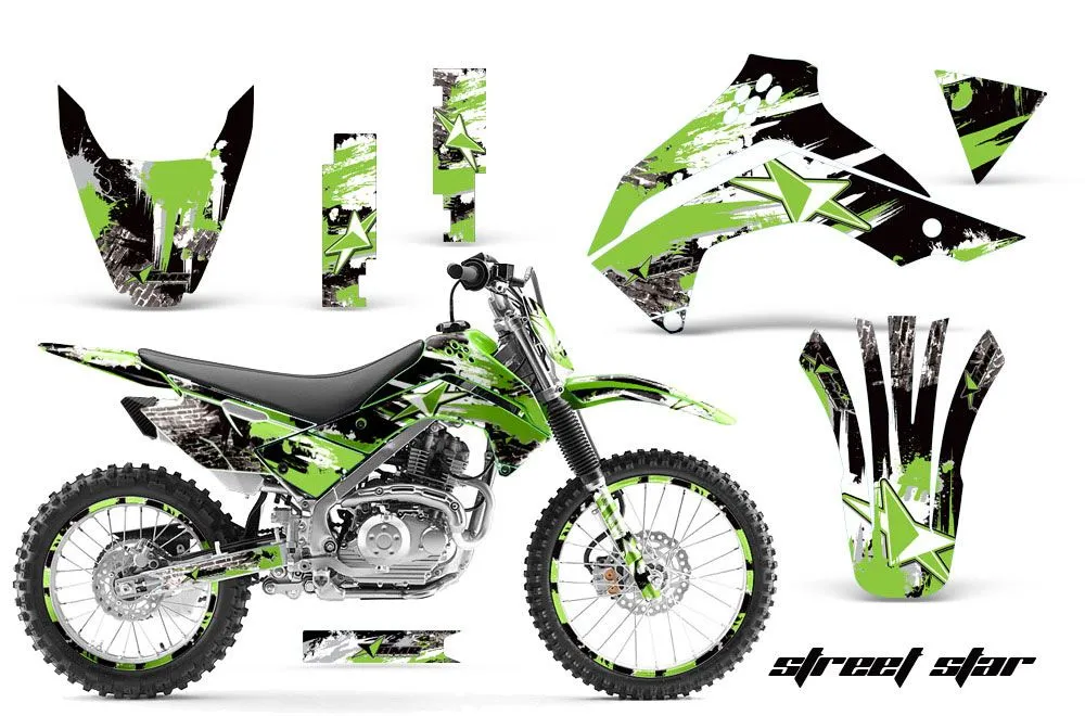Kawasaki KLX140 Dirt Bike Graphic Kit - 2008-2019 Street Star Green