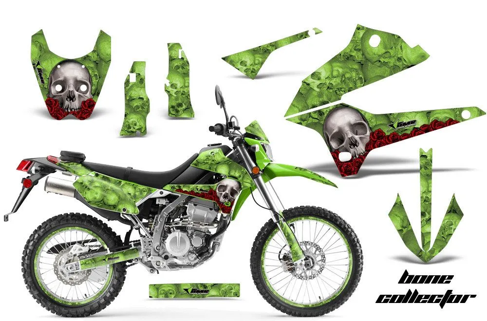 Kawasaki KLX250 Enduro Dirt Bike Graphic Kit - 2008-2018 Bone Collector Green