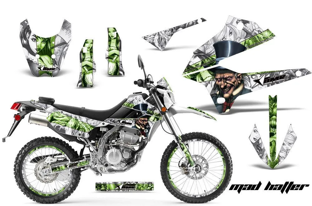 Kawasaki KLX250 Enduro Dirt Bike Graphic Kit - 2008-2018 Mad Hatter White