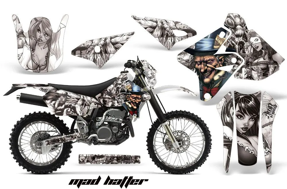 Kawasaki KLX400 Dirt Bike Graphic Kit - 2000-2016 Mad Hatter White