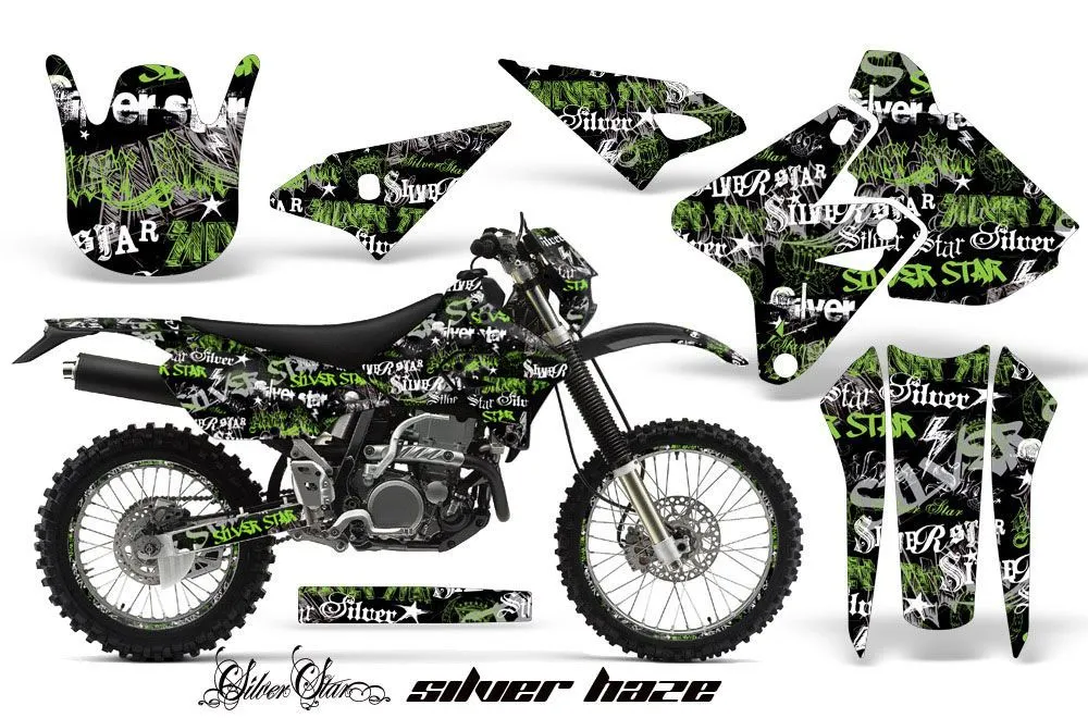 Kawasaki KLX400 Dirt Bike Graphic Kit - 2000-2016 Silver Star - Silverhaze Green