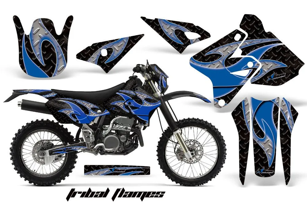 Kawasaki KLX400 Dirt Bike Graphic Kit - 2000-2016 Tribal Flames Blue