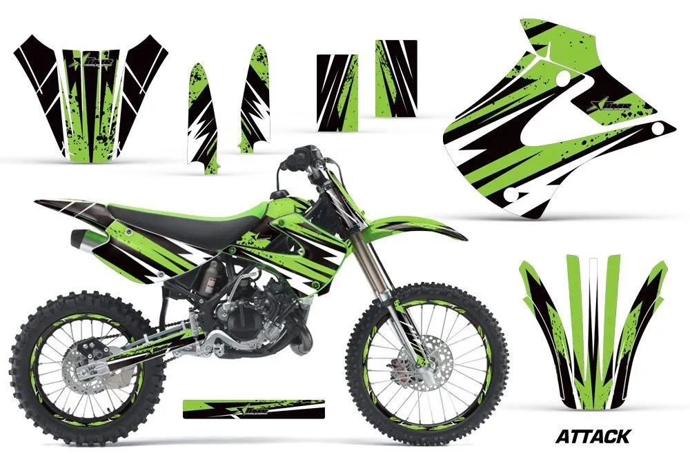 Kawasaki KX100 Dirt Bike Graphic Kit - 2001-2013 Attack Green