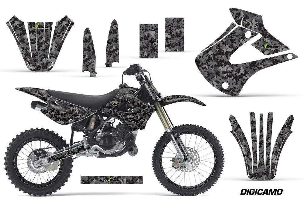 Kawasaki KX100 Dirt Bike Graphic Kit - 2001-2013 Digicamo Black