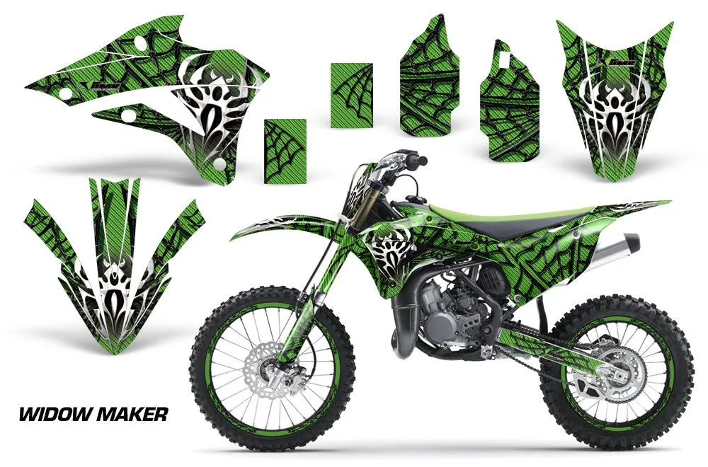 Kawasaki KX100 Dirt Bike Graphic Kit - 2014-2021 Widow Maker Green