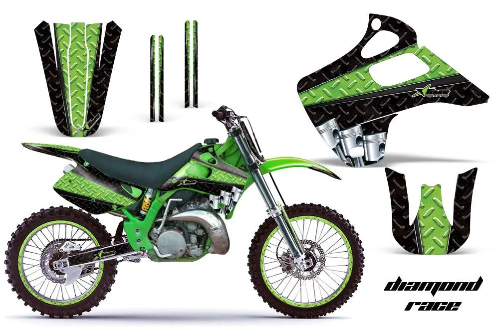 Kawasaki KX125 Dirt Bike Graphic Kit - 1992-1993 Diamond Race Green
