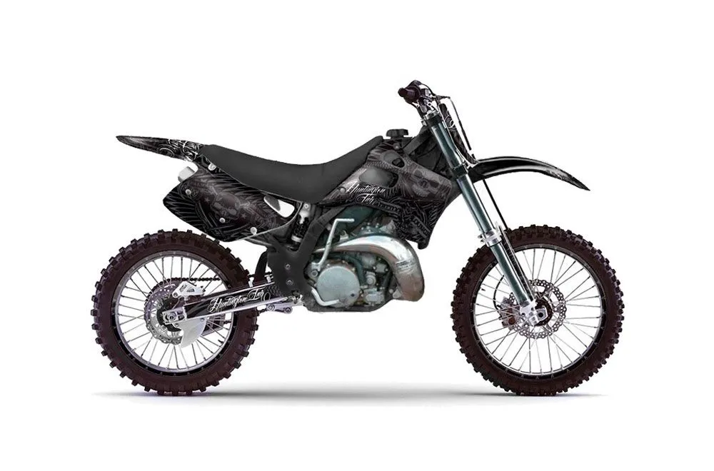 Kawasaki KX125 Dirt Bike Graphic Kit - 1992-1993 Skulls and Hammers Black