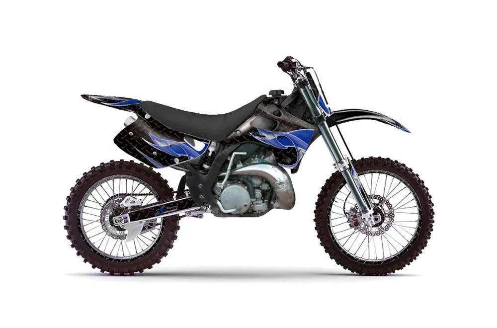 Kawasaki KX125 Dirt Bike Graphic Kit - 1992-1993 Tribal Flame Blue