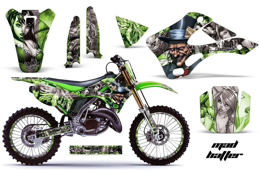 Kawasaki KX125 Dirt Bike Graphic Kit - 1999-2002 Mad Hatter Green