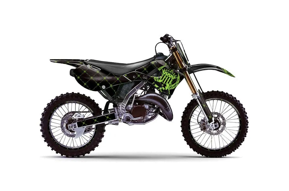 Kawasaki KX125 Dirt Bike Graphic Kit - 1999-2002 Silver Star - Reloaded Green