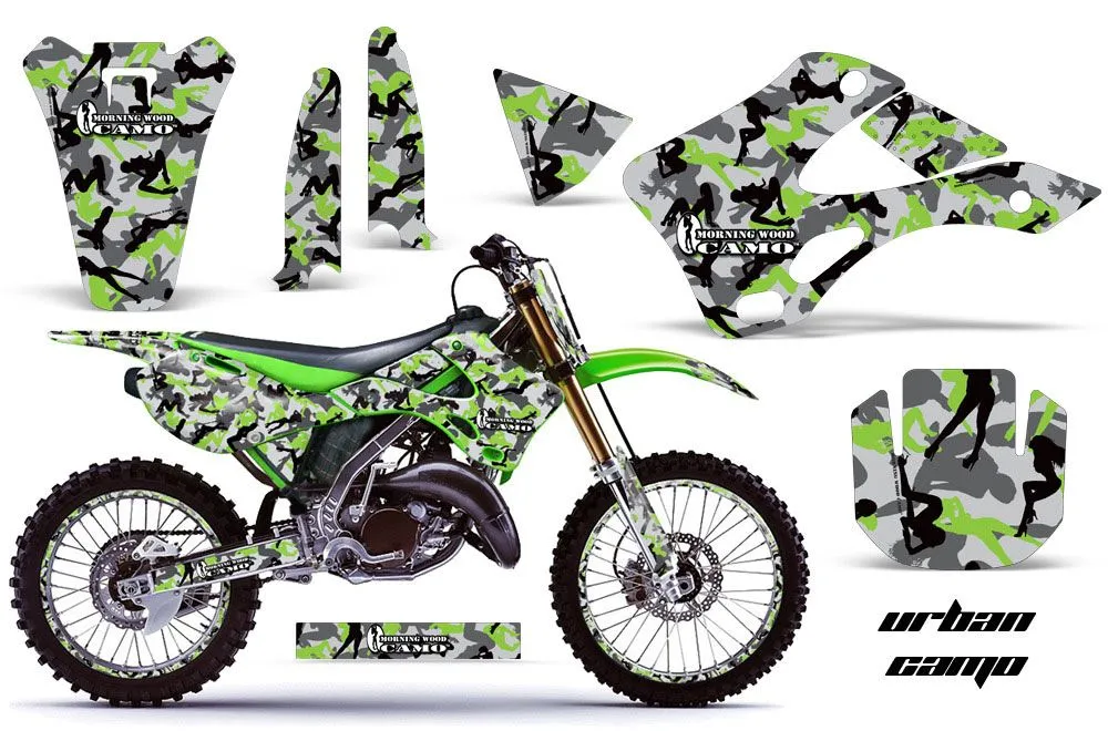Kawasaki KX125 Dirt Bike Graphic Kit - 1999-2002 Urban Camo Green