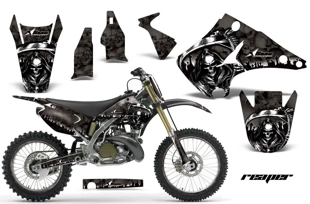 Kawasaki KX125 Dirt Bike Graphic Kit - 2003-2016 Reaper Black