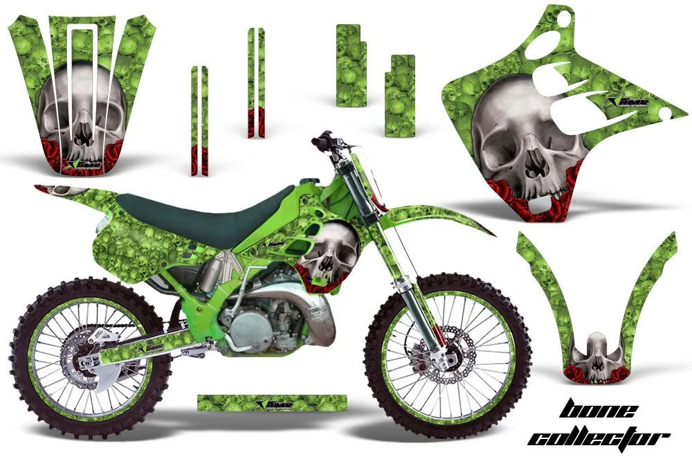 Kawasaki KX250 Dirt Bike Graphic Kit - 1990-1991 Bone Collector Green