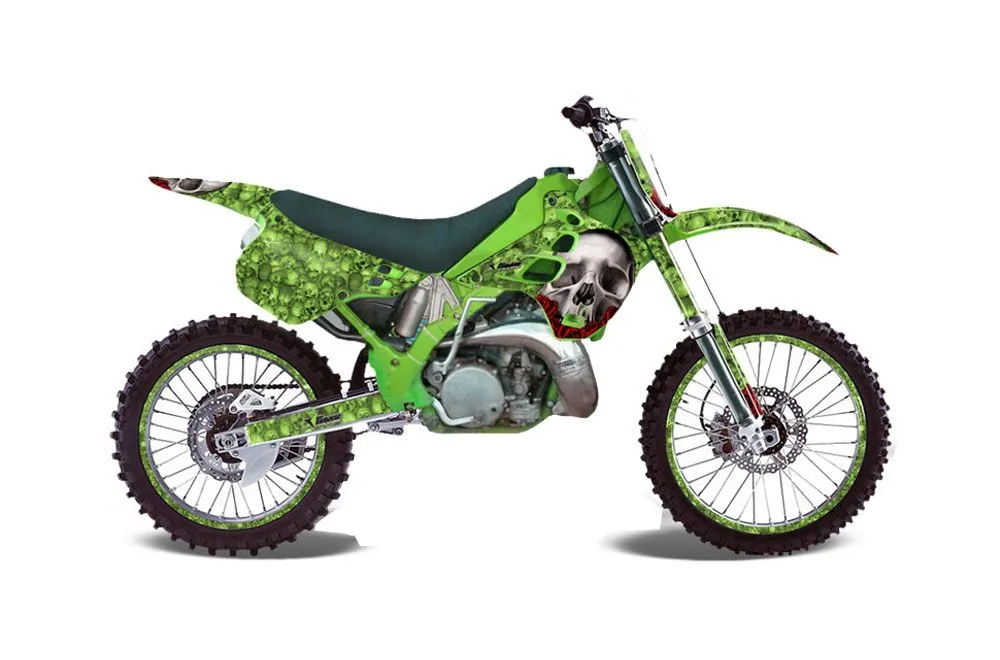 Kawasaki KX250 Dirt Bike Graphic Kit - 1990-1991 Bone Collector Green