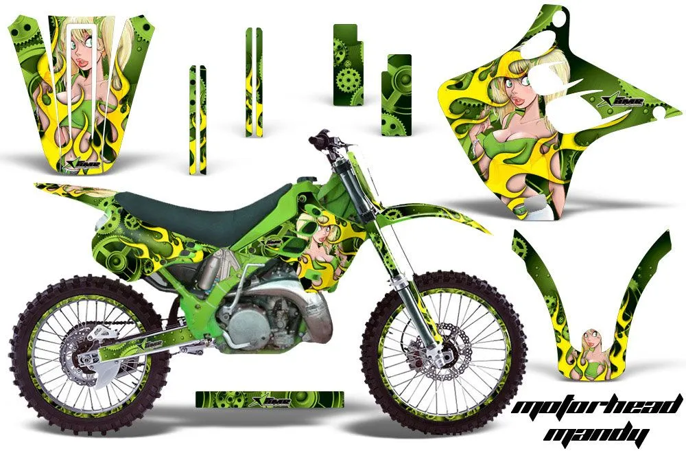 Kawasaki KX250 Dirt Bike Graphic Kit - 1990-1991 Motorhead Mandy Green