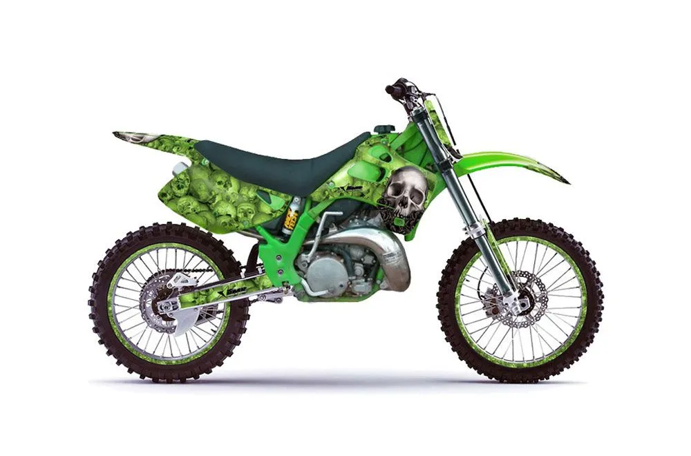 Kawasaki KX250 Dirt Bike Graphic Kit - 1992-1993 Bone Collector Green