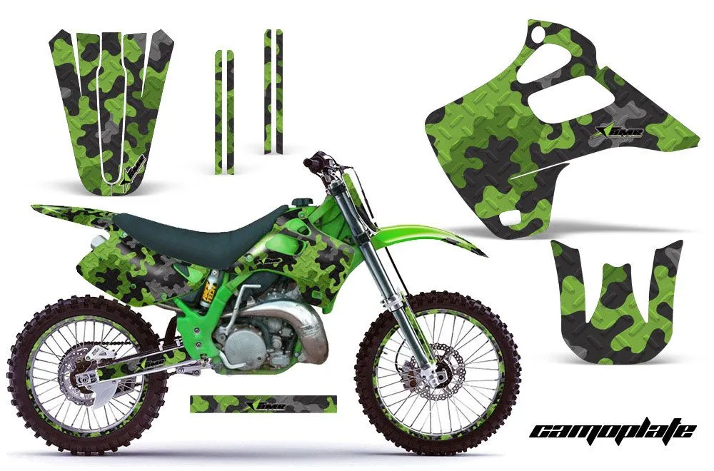 Kawasaki KX250 Dirt Bike Graphic Kit - 1992-1993 Camoplate Green