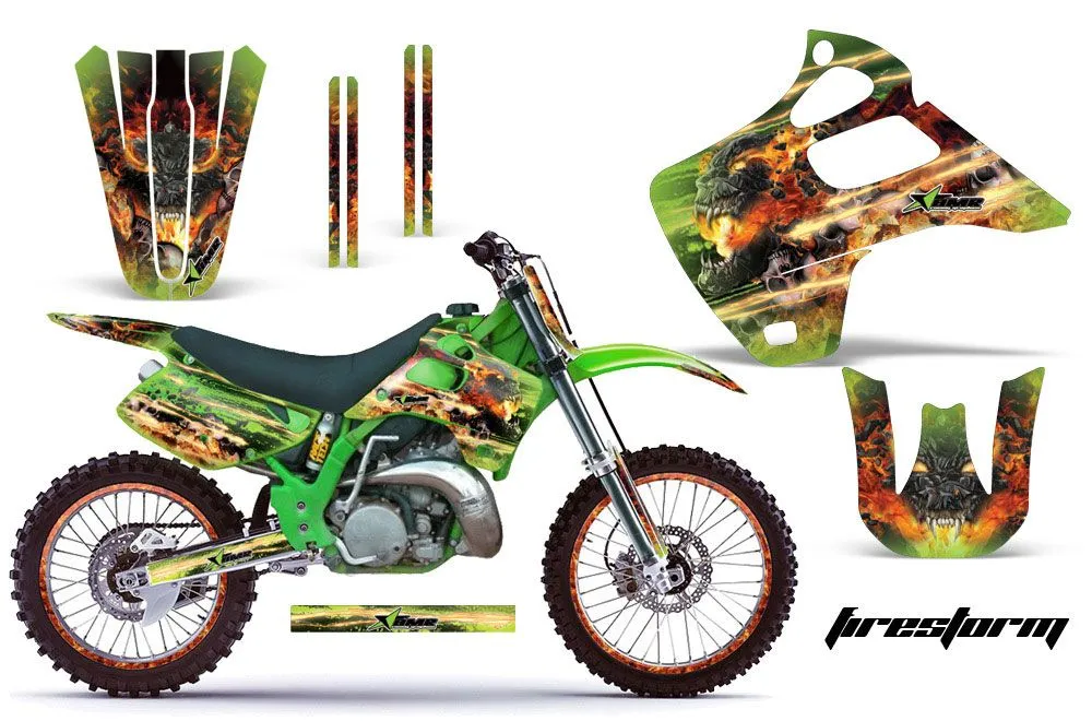 Kawasaki KX250 Dirt Bike Graphic Kit - 1992-1993 Firestorm Green
