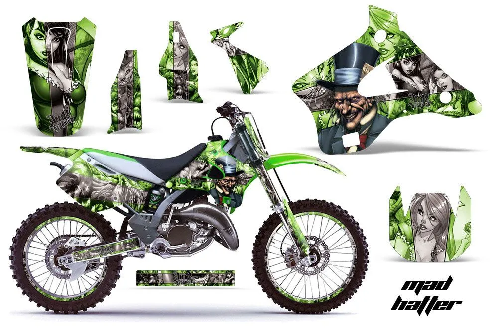 Kawasaki KX250 Dirt Bike Graphic Kit - 1994-1998 Mad Hatter Green
