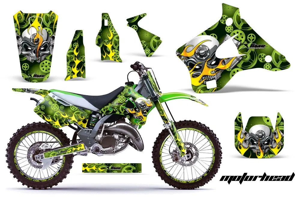 Kawasaki KX250 Dirt Bike Graphic Kit - 1994-1998 Motorhead Green