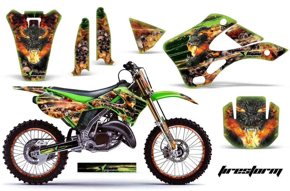 Kawasaki KX250 Dirt Bike Graphic Kit - 1999-2002 Firestorm Green