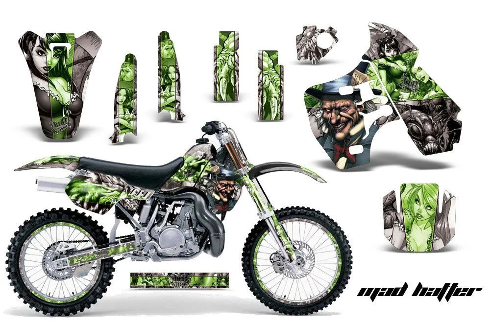 Kawasaki KX500 Dirt Bike Graphic Kit - 1988-2004 Mad Hatter Silver