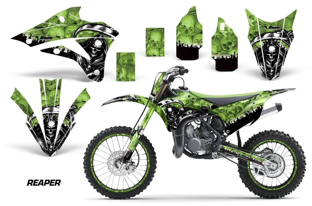 Kawasaki KX85 Dirt Bike Graphic Kit - 2014-2021 Reaper Green