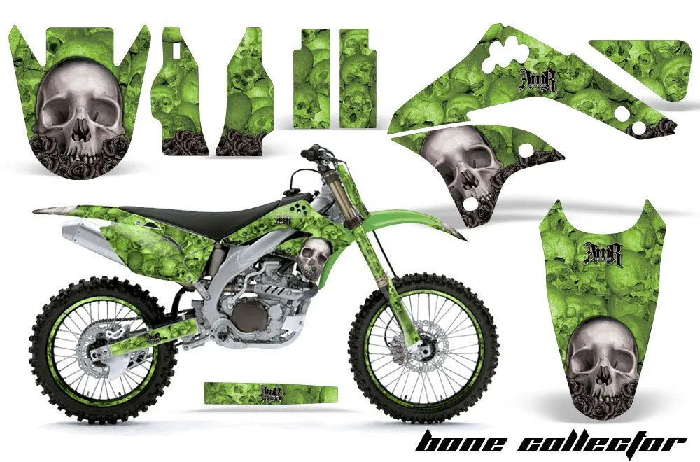 Kawasaki KXF450 Dirt Bike Graphic Kit - 2006-2008 Bone Collector Green