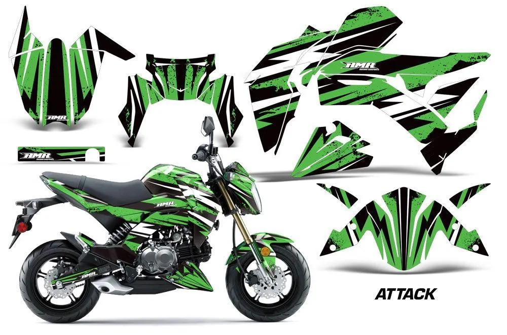 Kawasaki Z125 Pro Dirt Bike Graphic Kit - 2017-2024 Attack Green