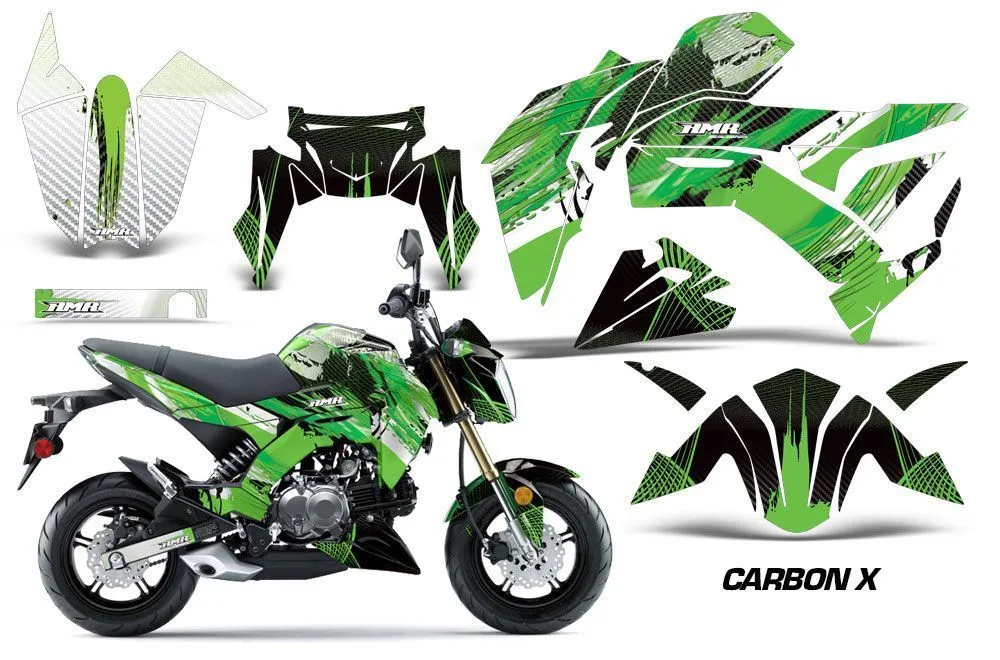 Kawasaki Z125 Pro Dirt Bike Graphic Kit - 2017-2024 Carbon X Green