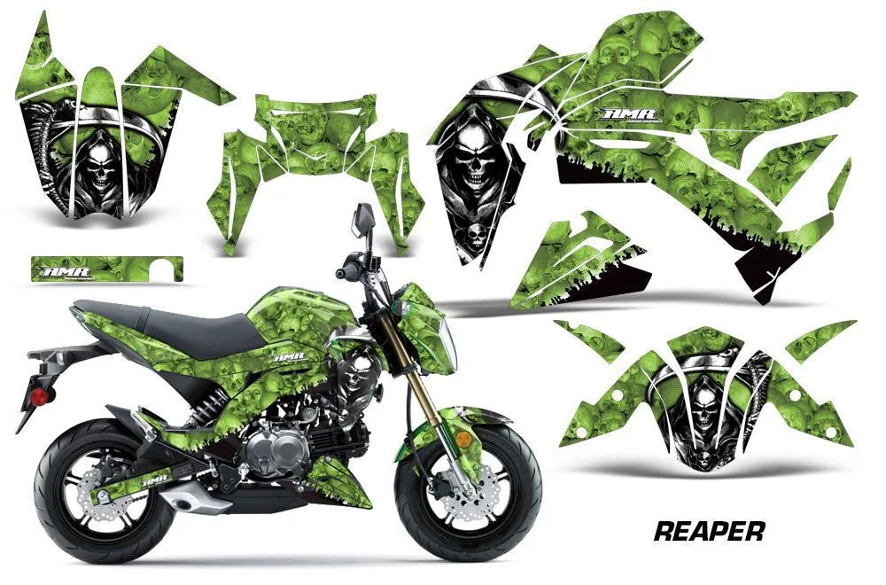 Kawasaki Z125 Pro Dirt Bike Graphic Kit - 2017-2024 Reaper Green
