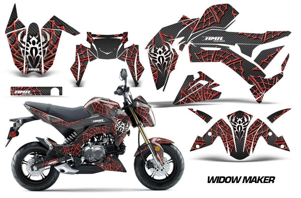Kawasaki Z125 Pro Dirt Bike Graphic Kit - 2017-2024 Widow Maker Red
