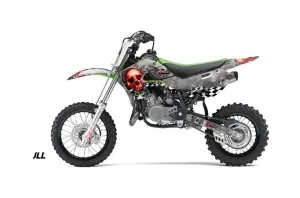 Kawasaki KLX110 Dirt Bike Graphic Kit - 2002-2009 Checkered Skull Red