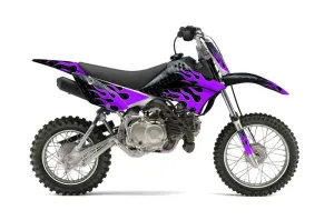 Kawasaki KLX110L Dirt Bike Graphic Kit - 2010-2025 Diamond Flames Purple