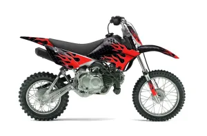 Kawasaki KLX110L Dirt Bike Graphic Kit - 2010-2025 Diamond Flames Red
