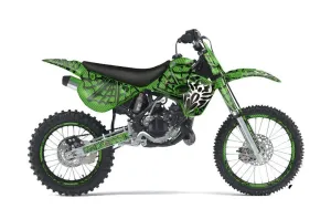 Kawasaki KX100 Dirt Bike Graphic Kit - 1995-1997 Widow Maker Green