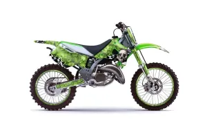 Kawasaki KX125 Dirt Bike Graphic Kit - 1994-1998 Checkered Skull Green