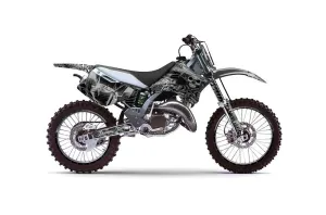 Kawasaki KX125 Dirt Bike Graphic Kit - 1994-1998 Skulls and Hammers Silver