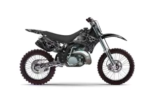 Kawasaki KX250 Dirt Bike Graphic Kit - 1992-1993 Skulls and Hammers Silver
