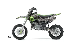 Kawasaki KX65 Dirt Bike Graphic Kit - 2002-2018 Checkered Skull Green