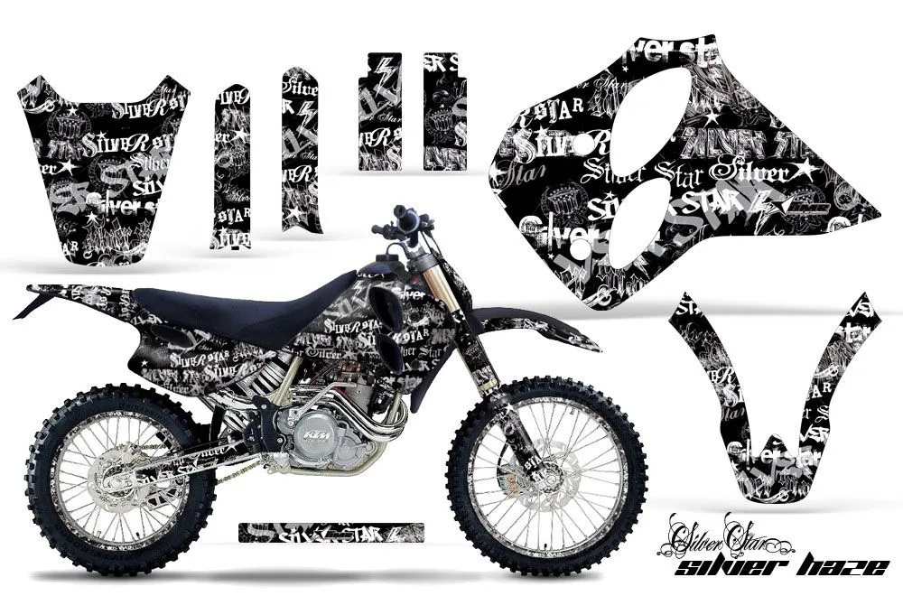 KTM C0 SX 4 Stroke Dirt Bike Graphic Kit - 1993-1997 Silver Star - Silverhaze Black
