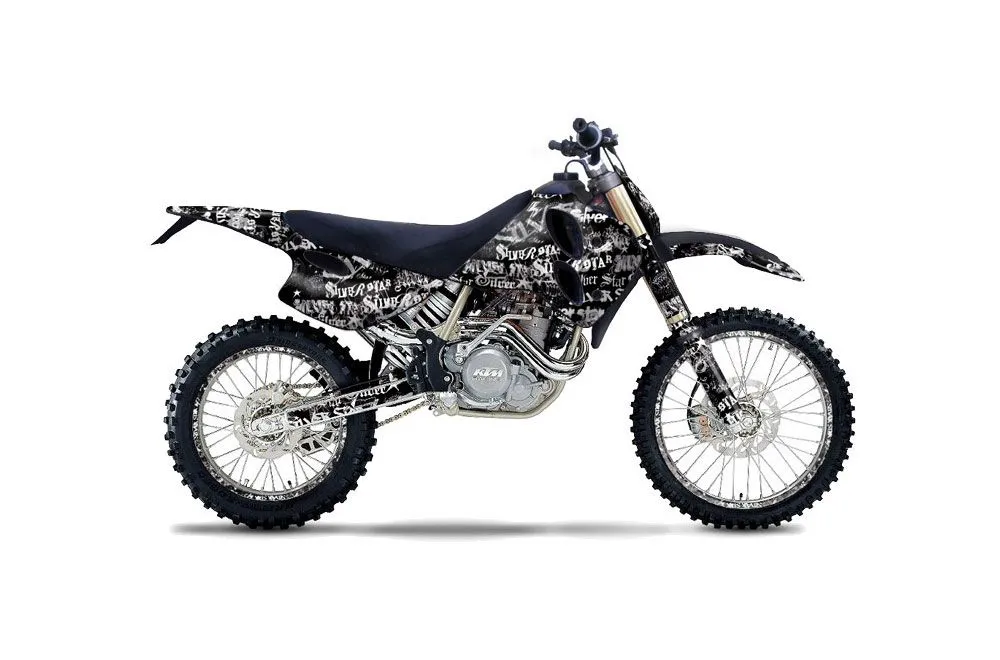 KTM C0 SX / MXC 4 Stroke Dirt Bike Graphic Kit - 1993-1997 Silver Star - Silverhaze Black