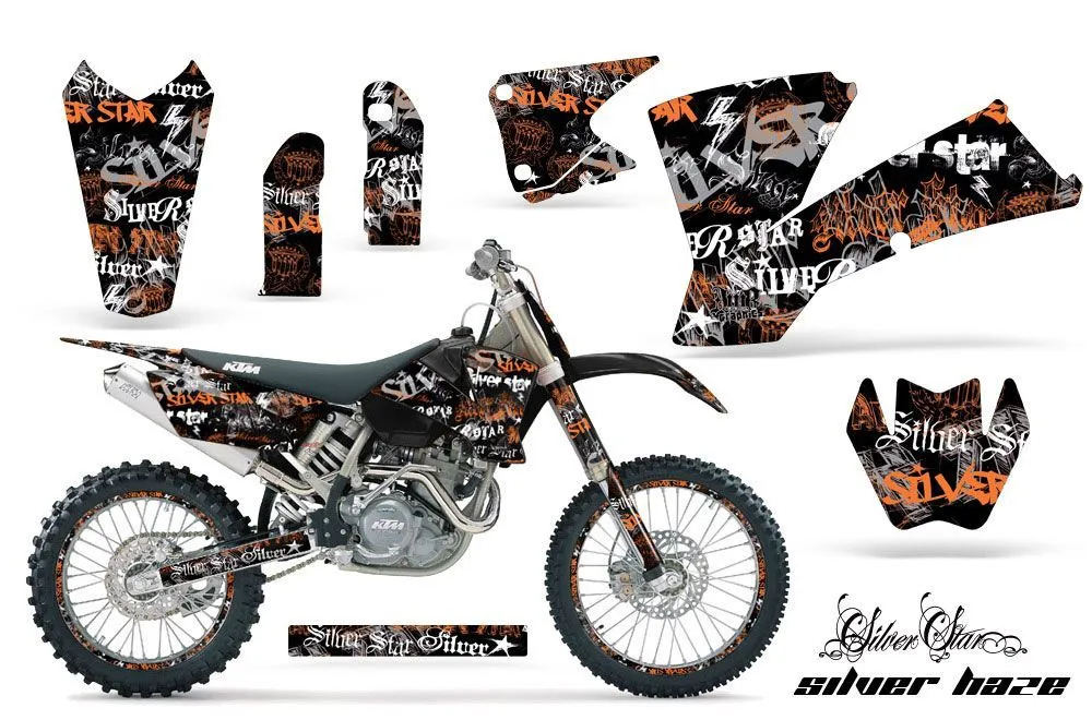 KTM C1 EXC Dirt Bike Graphic Kit - 2003-2004 Silver Star - Silverhaze Orange