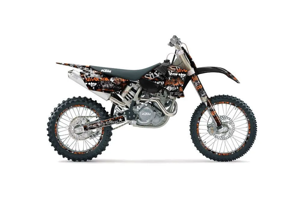 KTM C1 EXC Dirt Bike Graphic Kit - 2003-2004 Silver Star - Silverhaze Orange
