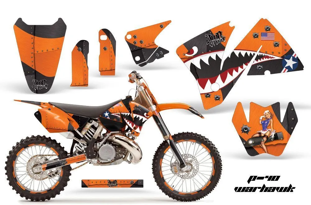 KTM C3 EXC Dirt Bike Graphic Kit - 2001-2002 P40 Warhawk Orange