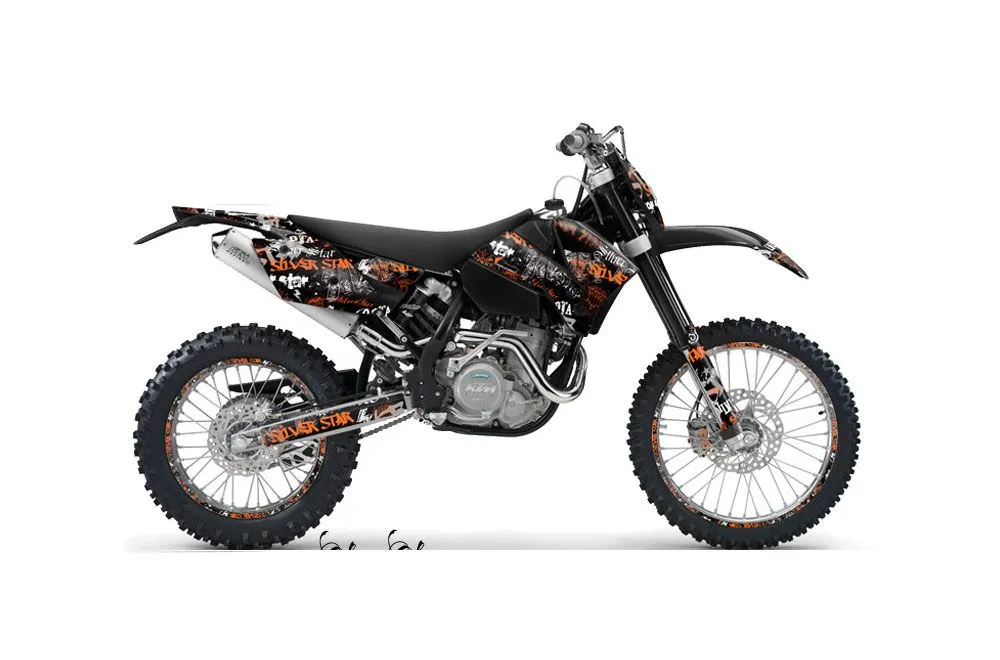 KTM C4 EXC Dirt Bike Graphic Kit - 2005-2007 Silver Star - Silverhaze Orange